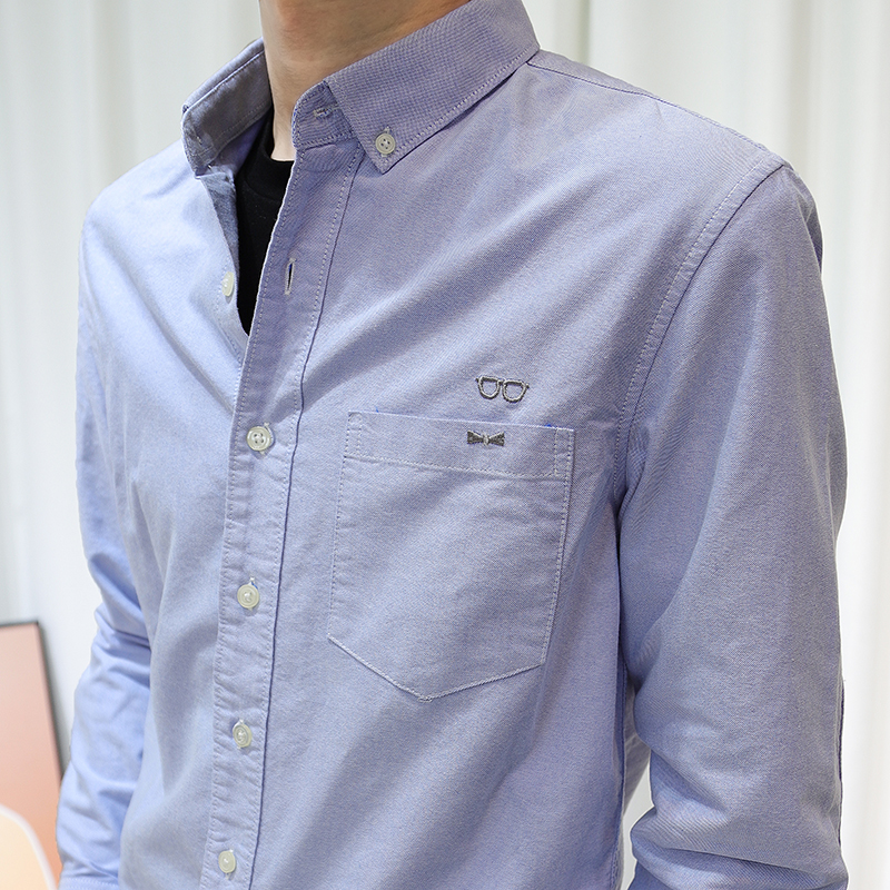 简约韩风牛津纺透气素色衬衫