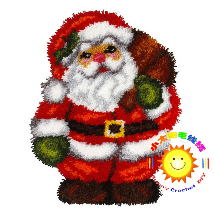 外贸采购段段绣/毛线绣/地毯绣/绒绣/钩针绣坐垫DIY地垫 圣诞老人