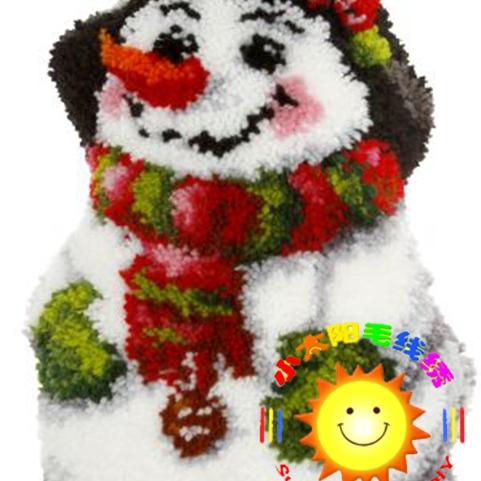 外贸采购段段绣/毛线绣/地毯绣/绒绣/钩针绣 坐垫 DIY地垫 雪人