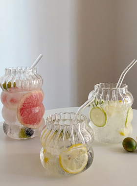 韩式ins风水果茶杯大容量杯子冷饮料杯苏打气泡水杯咖啡果汁杯子