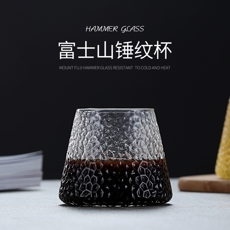 新款锤纹富士山网红商用牛奶杯