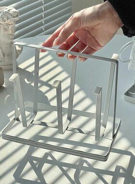 高颜值ins风白色铁艺杯架木柄置物架收纳挂架水杯沥水架简约家用