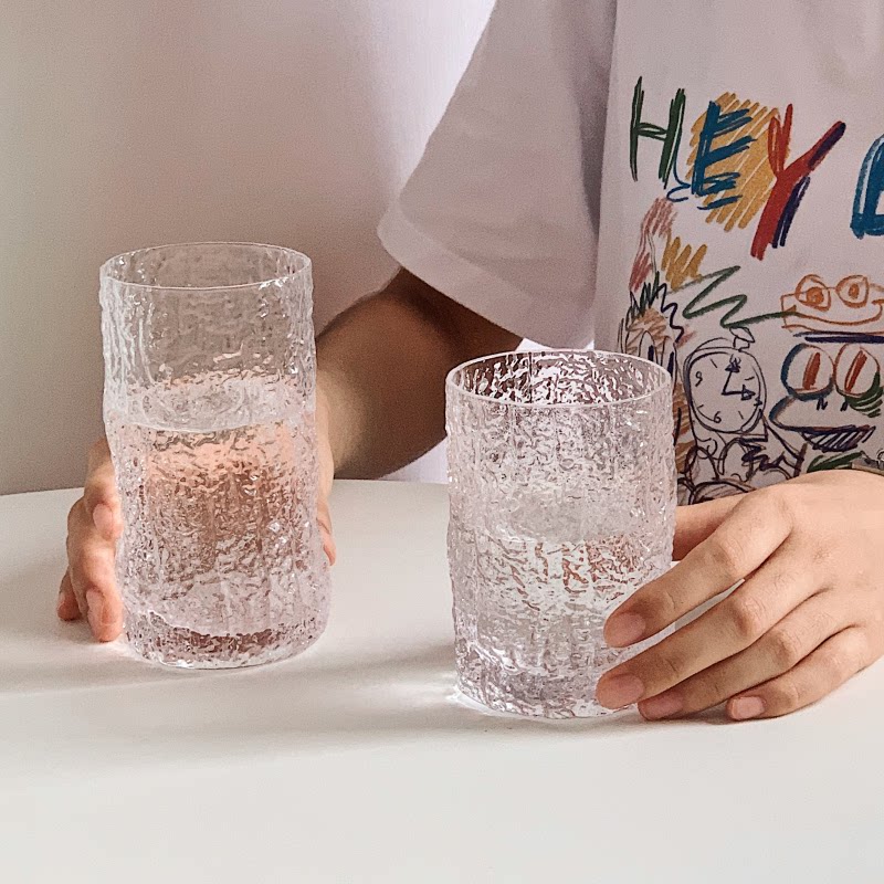 韩国树皮纹小众玻璃水杯