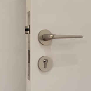 依佰利砂银色拉丝镍北欧房门锁室内美式 静音木门锁 不锈钢锁具欧式