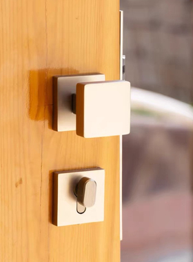 依佰利砂银色正方形门锁简约美式室内拉丝镍不锈钢球形锁静音门锁