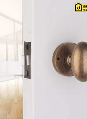 依佰利仿古球形锁美式室内家用卫生间浴室锁欧式古铜色静音房门锁