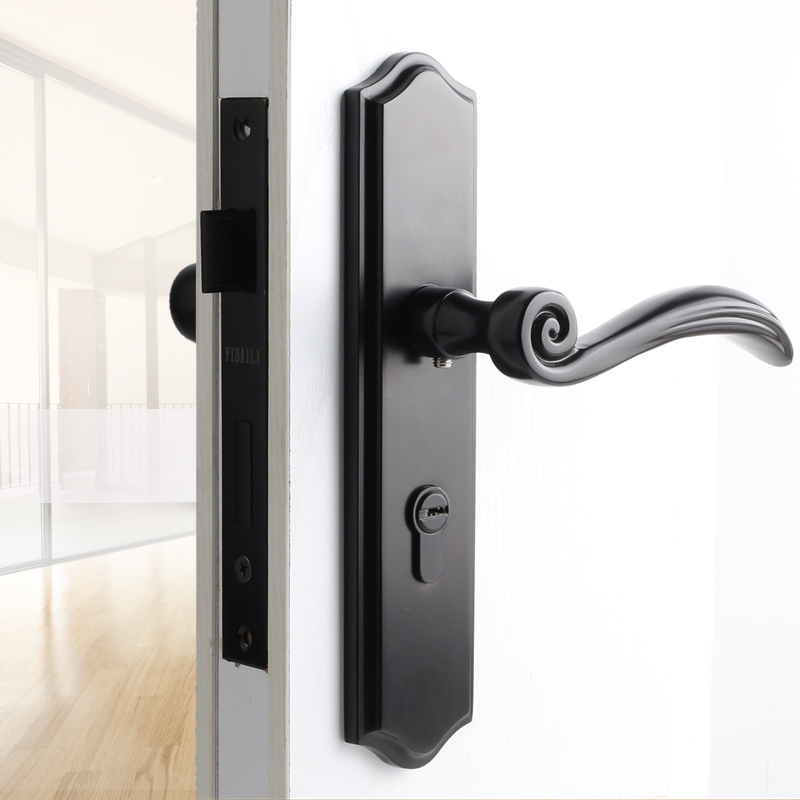 台湾依佰利黑色门锁美式室内房门锁简约欧式仿古北欧静音木门门锁