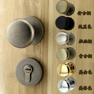 美式 青古铜静音圆把手球锁 仿古铜分体球形锁中古风室内房门锁欧式