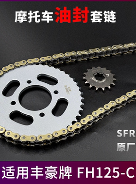适用丰豪牌 FH125-C-B牙盘链条轮大小齿摩托车加厚油封三件套链