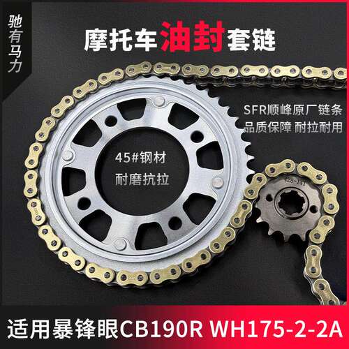 适用暴锋眼CB190R WH175-2-2A牙盘链条大小齿摩托车耐磨油封套链