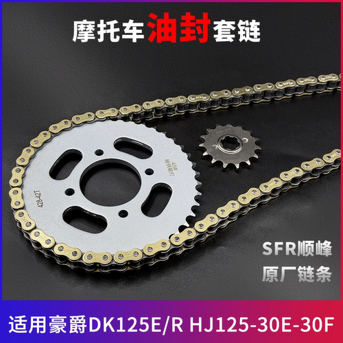 适用豪爵DK125E/R HJ125-30E-30F大齿盘链条大齿机车油封三件套链
