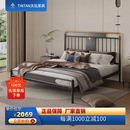 天坛家具新中式 铁艺床 1.8 环保钢木床可调节加固加厚架子床