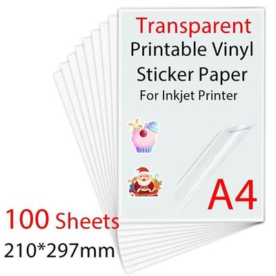 100Sheets A4 Transparent Printable Vinyl Sticker Paper 2102