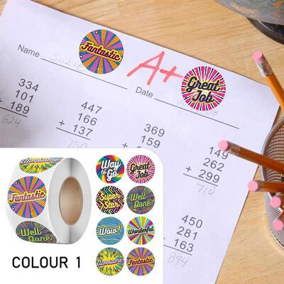 500pcs Cute Reward Stickers Roll with Word Motivational Stic
