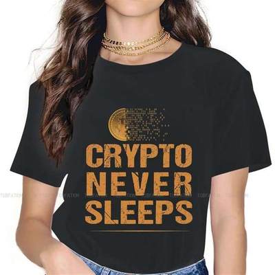 Bitcoin  Never Sleeps Female Shirts Crypto Cryptocurrency Bi