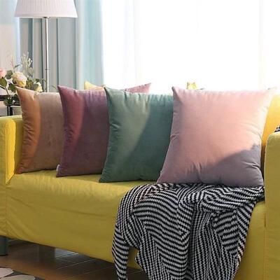 Solidcolored throw pillows Pink Cushions velvet backrest