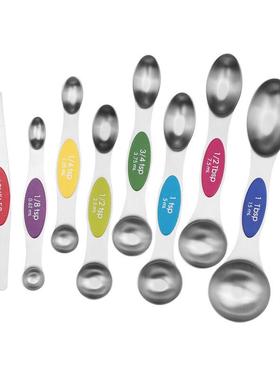 Magnetic Measuring Spoons Set Dual Sided Teaspoon Tablespoon