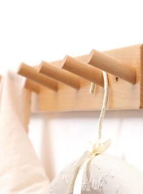 Wood Coat Rack Hanger with FlipDown Hooks Rustic Wall Cloth