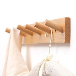 Wood Coat Rack Hanger with FlipDown Hooks Rustic Wall Cloth