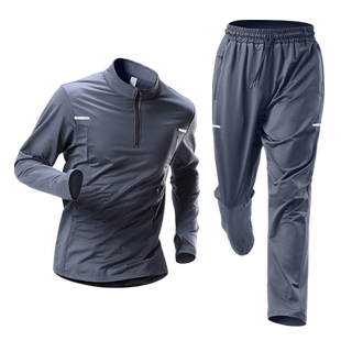 健身服男加绒保暖冬季运动跑步套装冬天速干衣篮球训练晨跑衣服