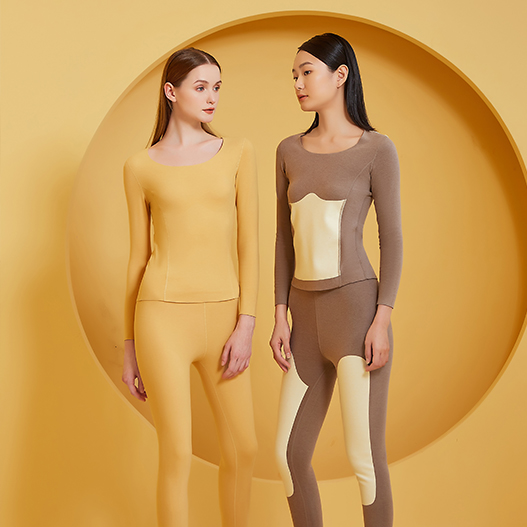 无痕加绒紧身蚕丝贴片保暖内衣