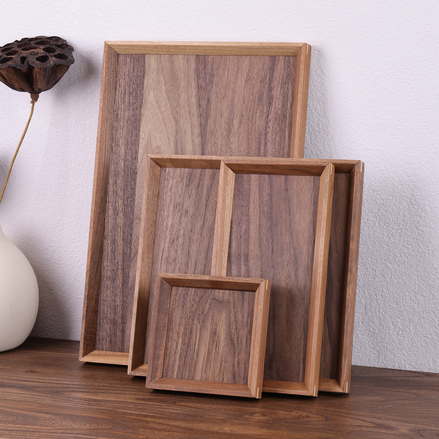 沅木元复古托盘文玩玉器手串手链看货托盘实木茶杯具家庭收纳托盘