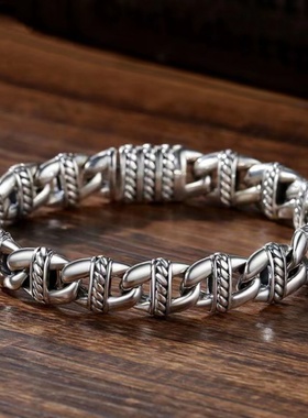 镀S925银重工鼻形手链男酷拽朋克ins小众冷淡风复古手环