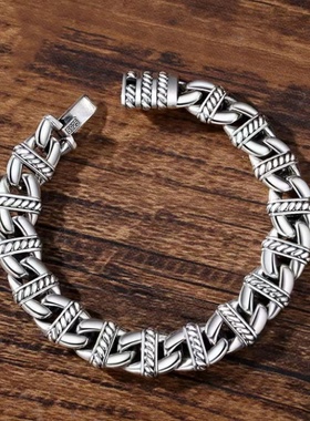 镀S925银重工鼻形手链酷拽朋克ins风小众冷淡风复古手环