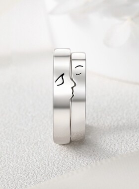 新款一吻定情情侣对戒一对款小众