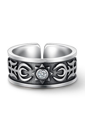 复古太阳图腾浮雕戒简约个性百搭