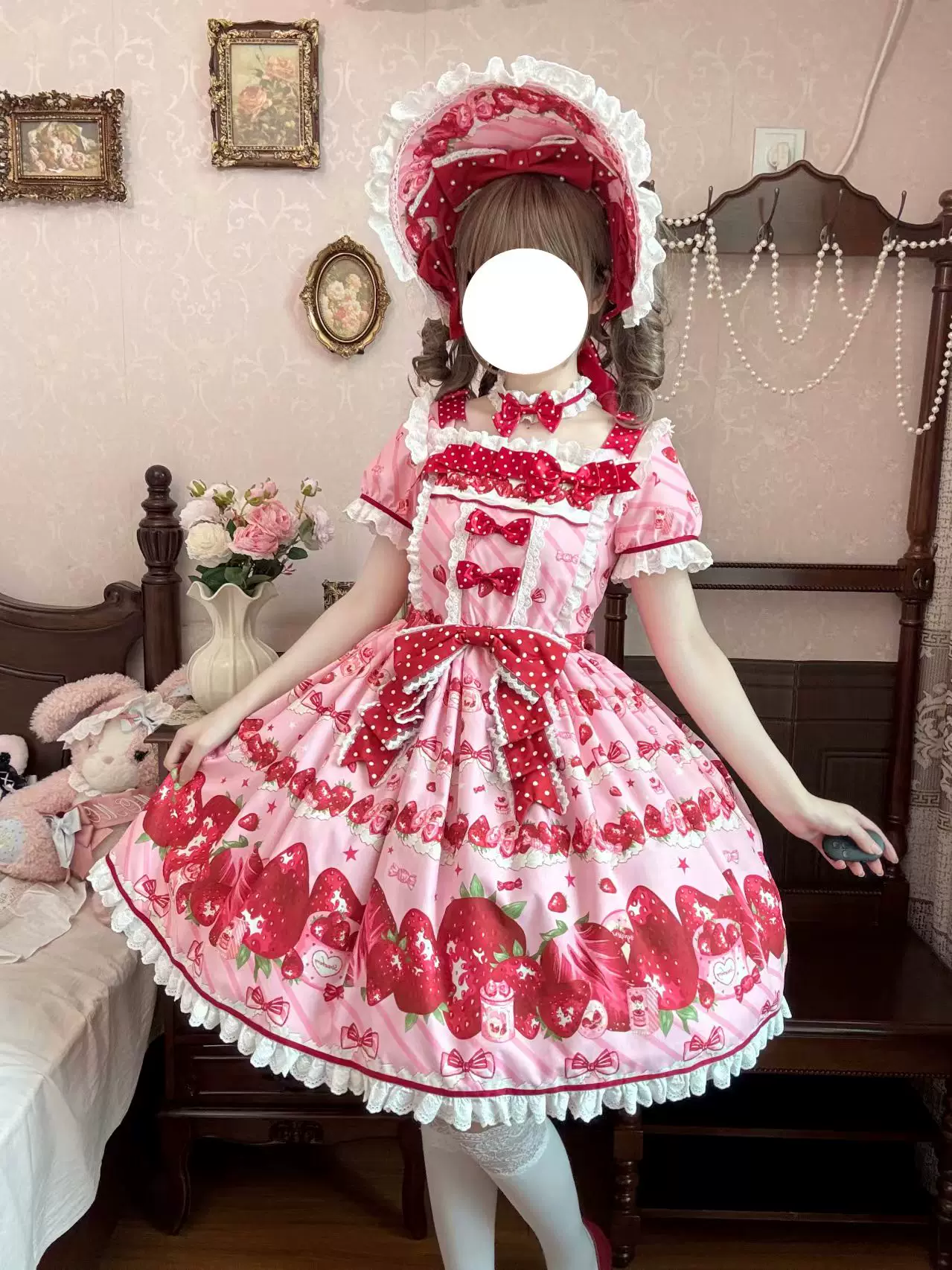 Клубничное платье Lolita OP с подлинным дизайном, лолита стиль, подарочная коробка