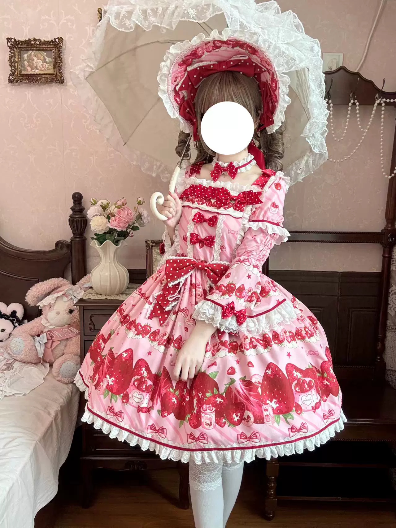 Клубничное платье Lolita OP с подлинным дизайном, лолита стиль, подарочная коробка