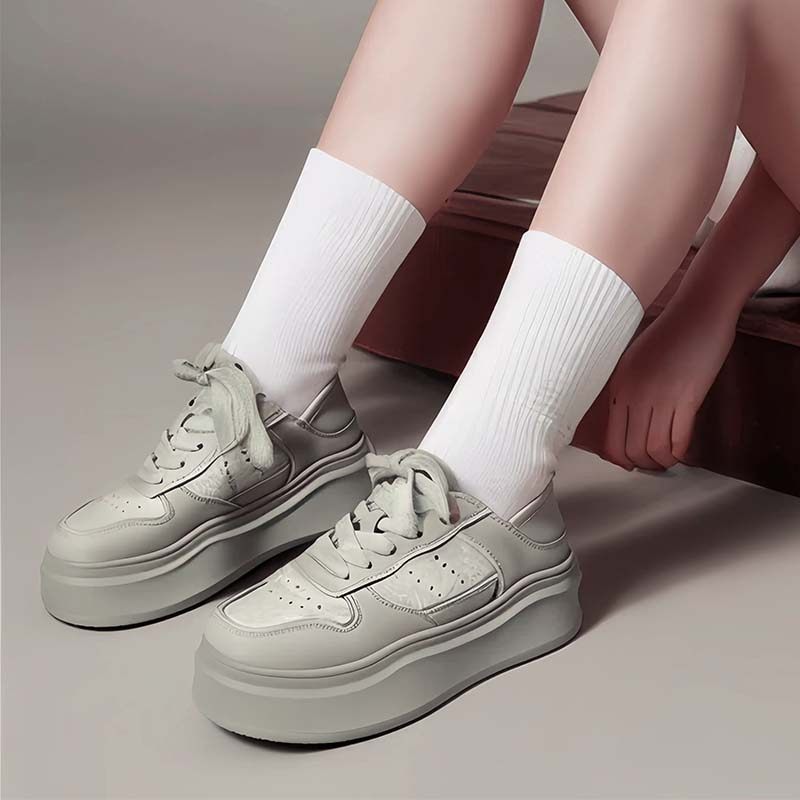 织萃女鞋小白鞋女款2026爆款配裙子夏季透气薄款厚底两穿休闲真皮
