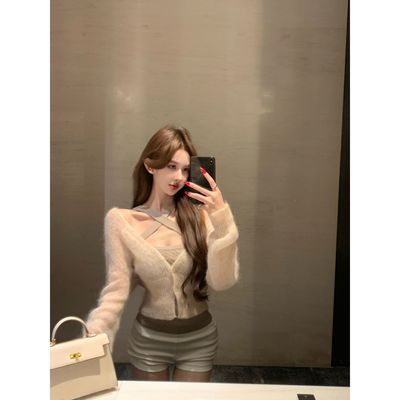 慵懒v领针织开衫冬季软糯
