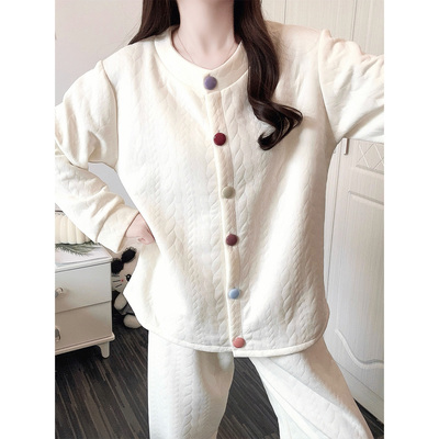 空气棉彩色纽扣夹层家居服