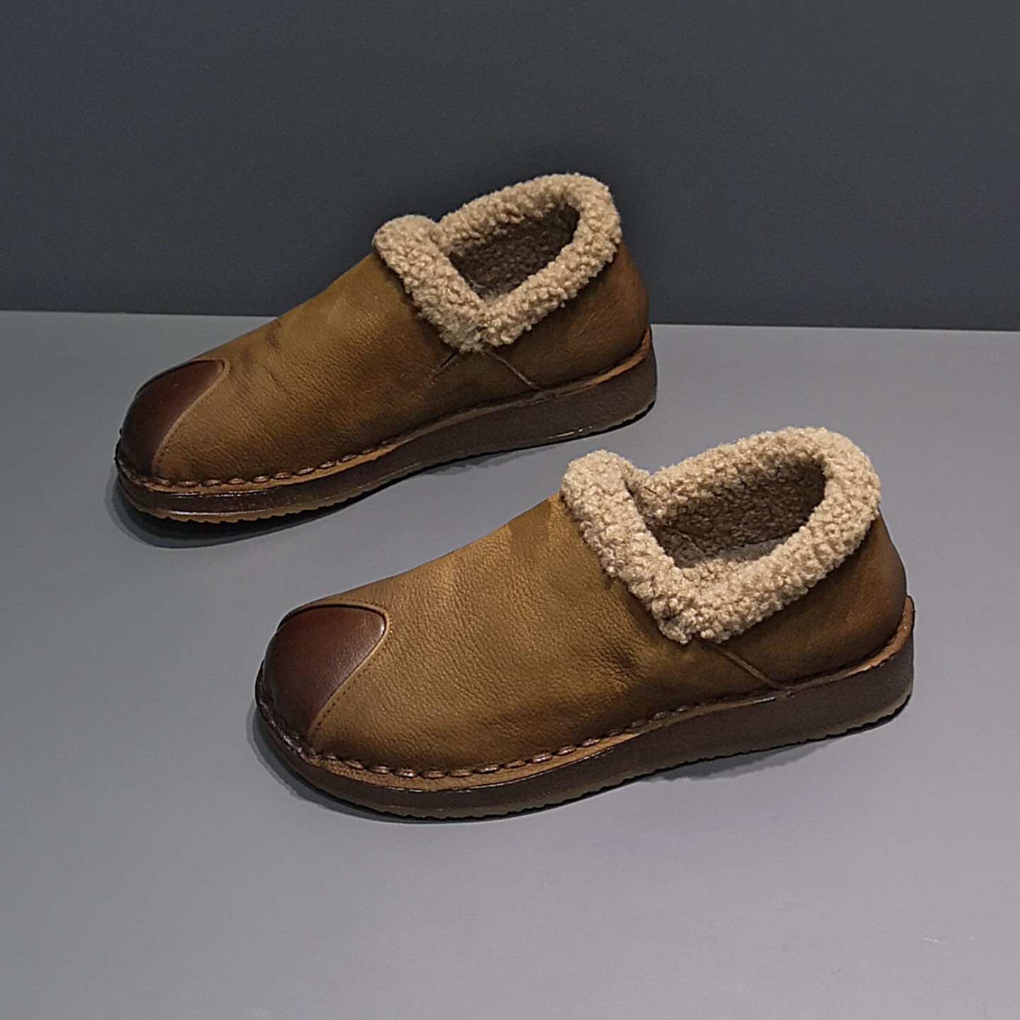 防寒羊羔毛绒加厚保暖一脚蹬雪地棉鞋女2025冬新款脖肯真皮低帮鞋,女鞋,棉鞋,淘宝优惠券,粉丝福利购,淘宝优惠卷