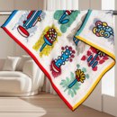 桑蚕丝真丝羊毛双面丝毛时尚 时尚 新款 百搭70中方巾 植物图鉴