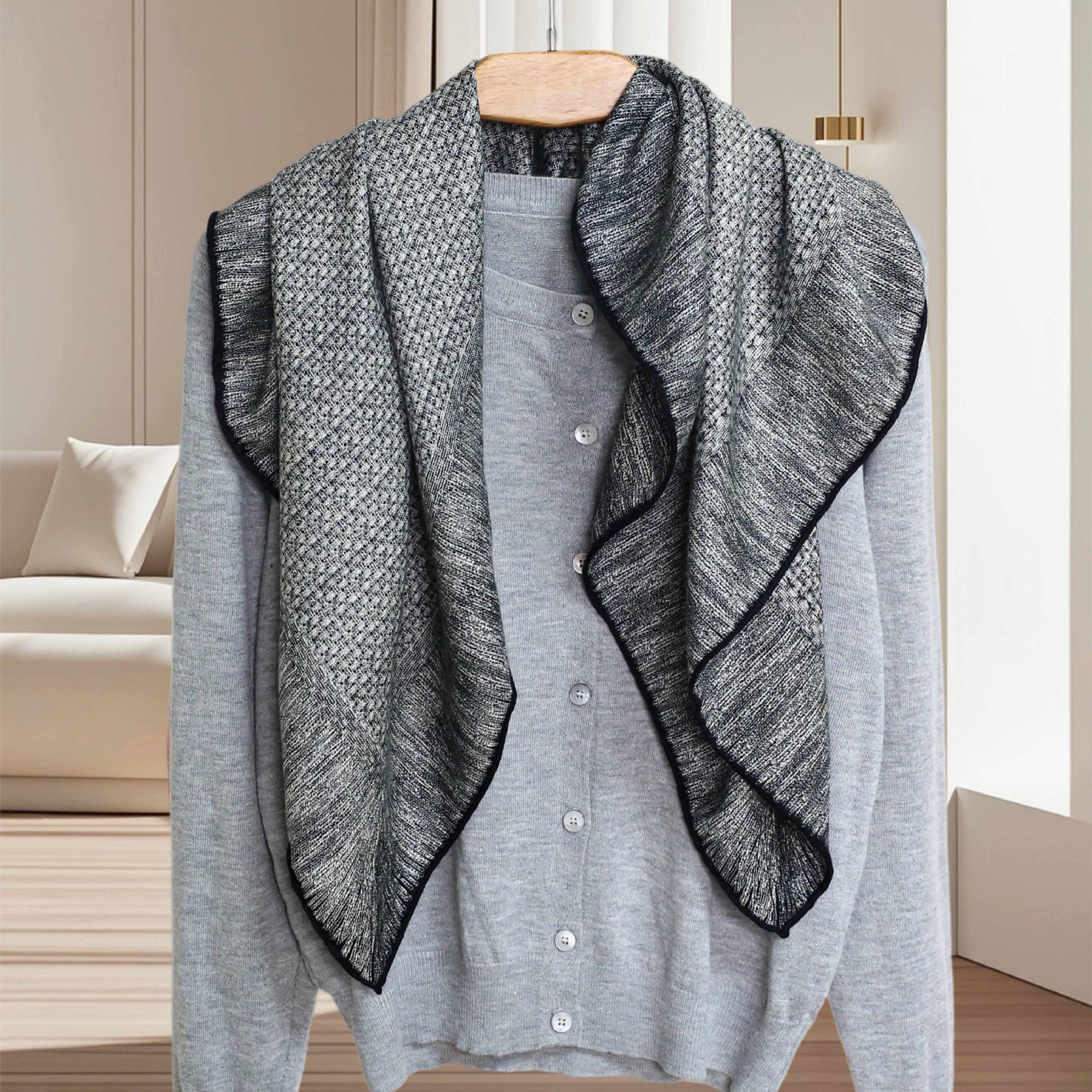 香灰大方巾双面女冬季