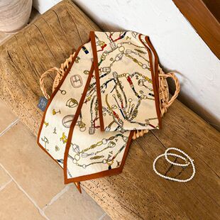 F【链条马儿】日常时尚减龄双面双层真丝羊绒桑蚕丝围巾百搭飘带