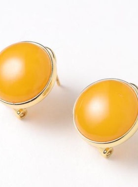 S925老蜜蜡圆面耳饰（夹扣款）