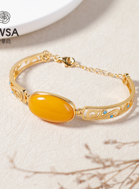 岁月臻福·S925银老蜜蜡蛋面手镯