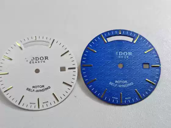 Watch Accessories Lettering Junjun Dial Suitable for 2834 Movement Diameter 32mm White, Blue Plate with Gold Scale