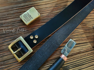 PDS.STUDIO手工男女马缰革牛皮腰带皮带美式复古黑色针扣牛仔裤