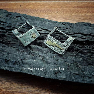 PDS.STUDIO藏银手工表扣定制厚重美式复古印第安闪电刀片表带针扣