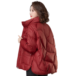 短款羽绒服女2025年新款中年妈妈白鸭绒宽松显瘦加厚冬季外套爆款