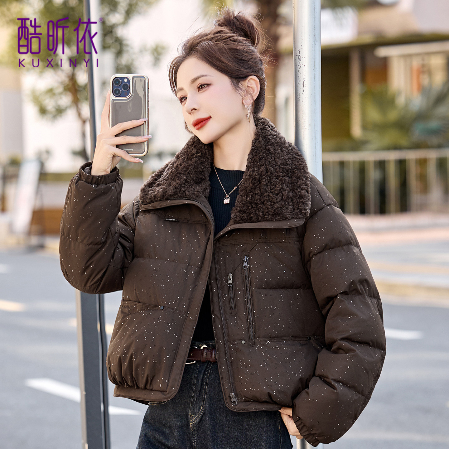 时尚短款翻领羽绒服女2025年冬新款宽松大码小个子白鸭绒保暖外套,女装/女士精品,羽绒服,淘宝优惠券,粉丝福利购,淘宝优惠卷