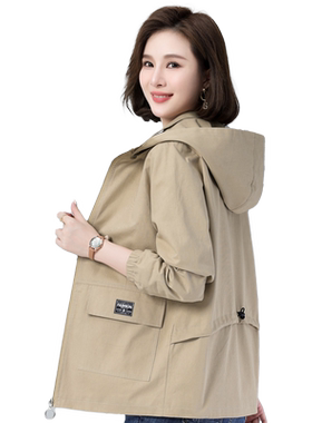 休闲短款连帽外套女秋