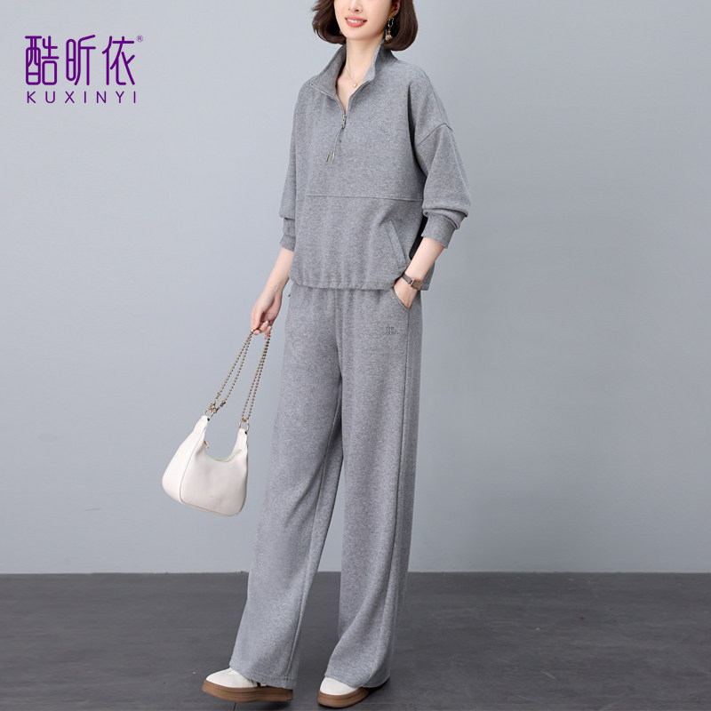 休闲运动套装女2026年春秋装新款宽松大码立领卫衣卫裤开春两件套