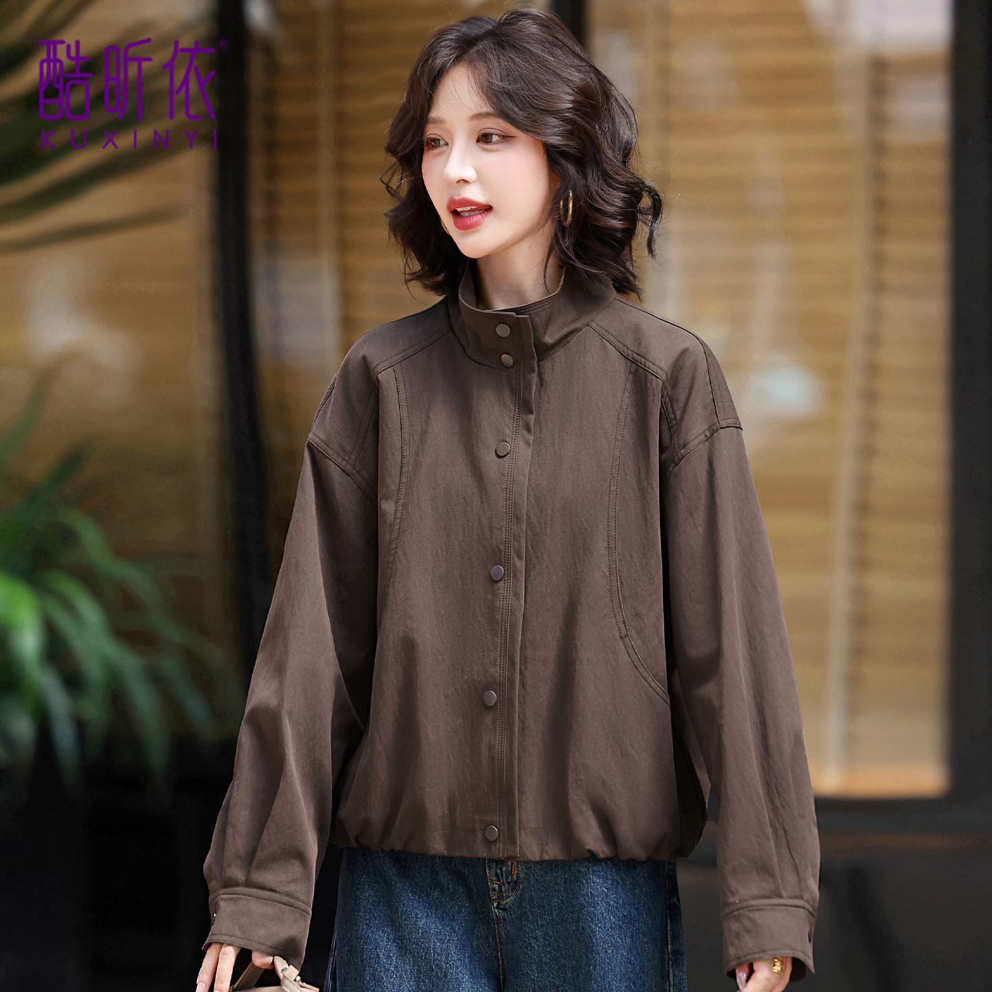 小个子时尚短款立领外套女2025年春秋季新款宽松大码纯色长袖夹克,女装/女士精品,短外套,淘宝优惠券,粉丝福利购,淘宝优惠卷