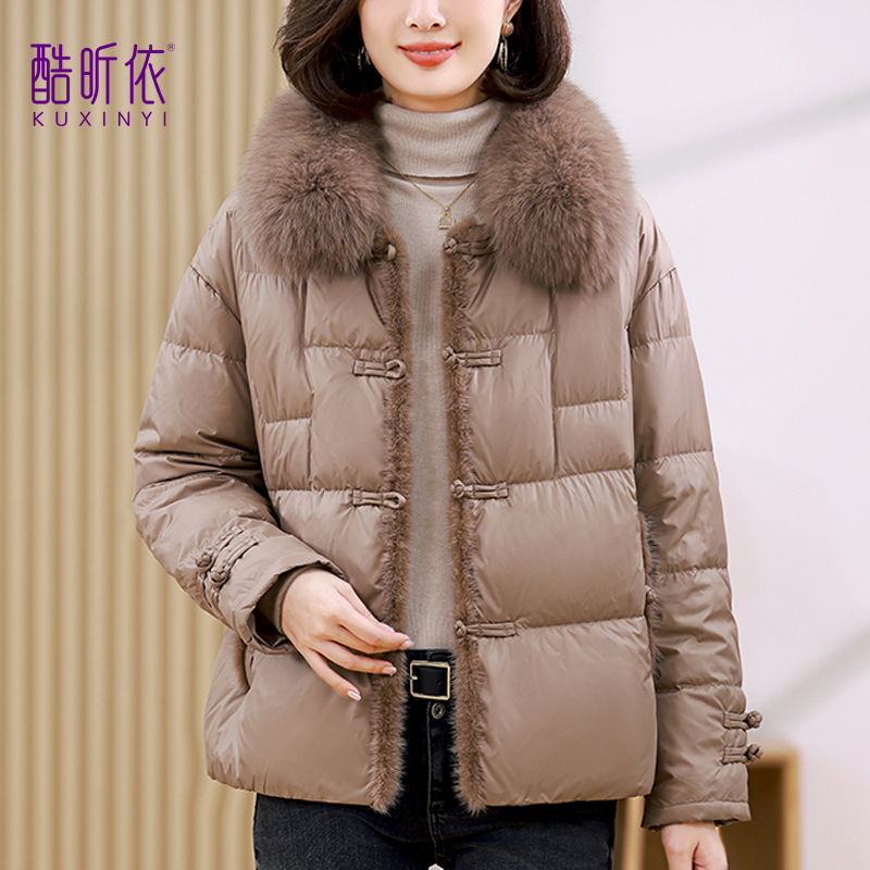 休闲短款羽绒服女2023年冬季新款韩版宽松大码加厚保暖大毛领外套